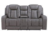 Daniel Triple Power Home Theater Leather Reclining Console Loveseat, Built-in Speakers, Heat and Massage by Steve Silver at Eve Furniture