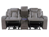 Daniel Triple Power Home Theater Leather Reclining Console Loveseat, Built-in Speakers, Heat and Massage by Steve Silver at Eve Furniture