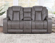 Daniel Triple Power Home Theater Leather Reclining Console Loveseat, Built-in Speakers, Heat and Massage by Steve Silver at Eve Furniture
