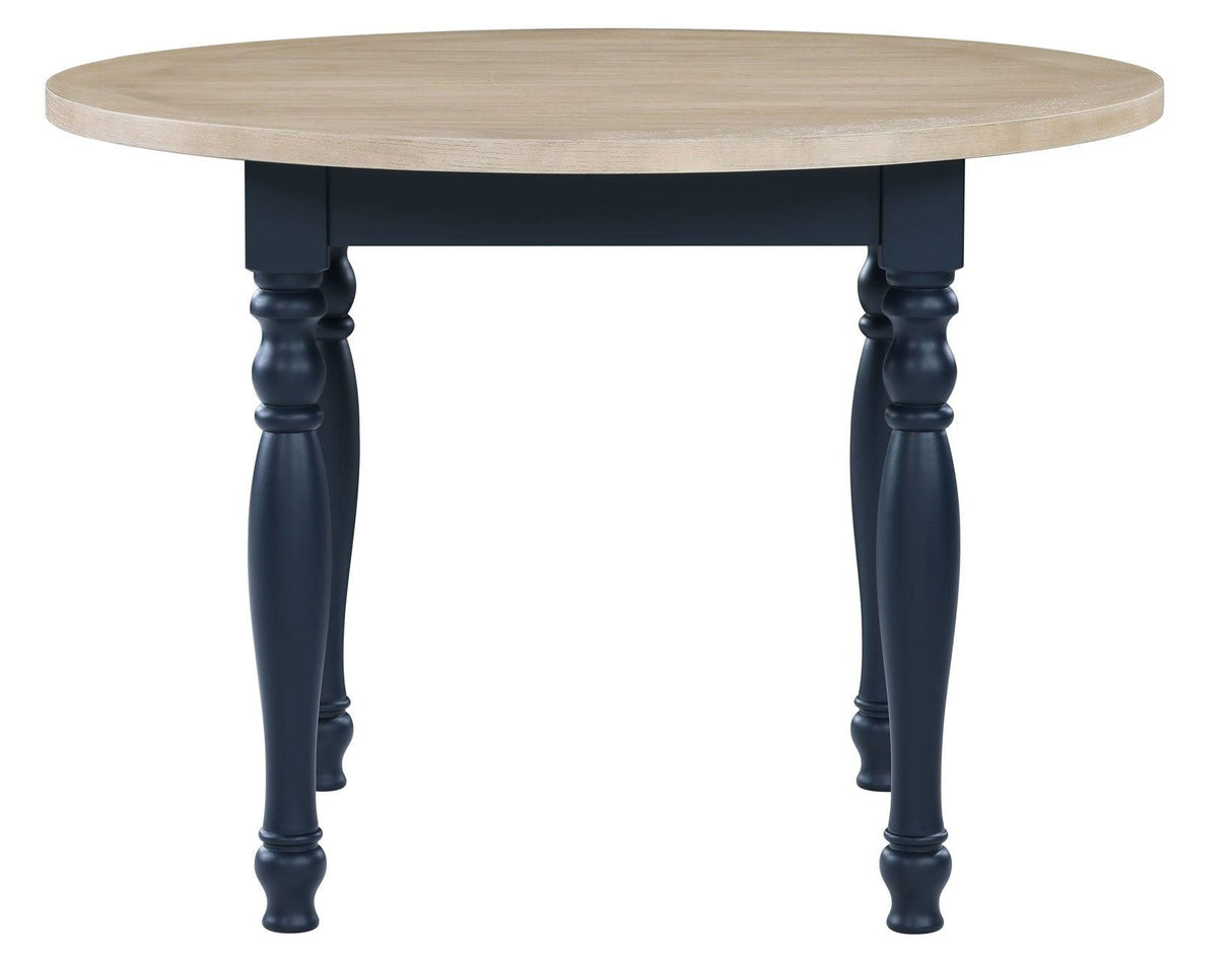 Darcy 42″ Round Dining Table, Midnight Blue and Natural Finish by Steve Silver at Eve Furniture