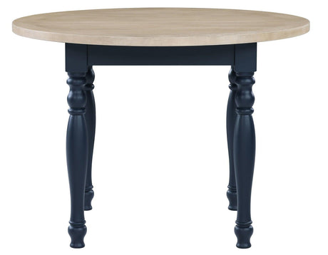 Darcy 42″ Round Dining Table, Midnight Blue and Natural Finish by Steve Silver at Eve Furniture