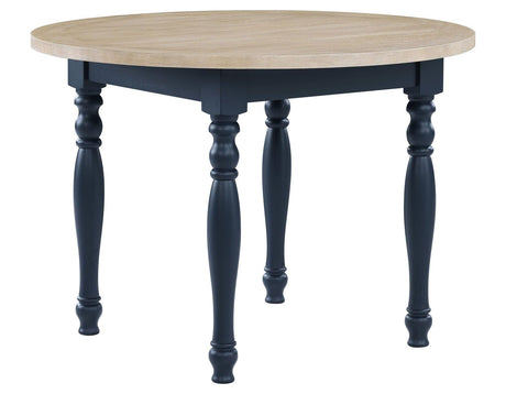 Darcy 42″ Round Dining Table, Midnight Blue and Natural Finish by Steve Silver at Eve Furniture