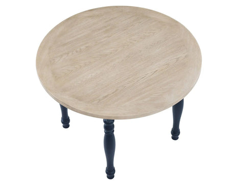 Darcy 42″ Round Dining Table, Midnight Blue and Natural Finish by Steve Silver at Eve Furniture