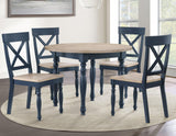 Darcy 42″ Round Dining Table, Midnight Blue and Natural Finish by Steve Silver at Eve Furniture