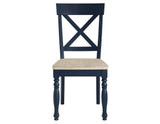 Darcy Solid Wood Side Chair, Midnight Blue and Natural Finish by Steve Silver at Eve Furniture