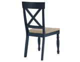 Darcy Solid Wood Side Chair, Midnight Blue and Natural Finish by Steve Silver at Eve Furniture