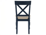 Darcy Solid Wood Side Chair, Midnight Blue and Natural Finish by Steve Silver at Eve Furniture