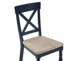 Darcy Solid Wood Side Chair, Midnight Blue and Natural Finish by Steve Silver at Eve Furniture