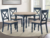 Darcy Solid Wood Side Chair, Midnight Blue and Natural Finish by Steve Silver at Eve Furniture