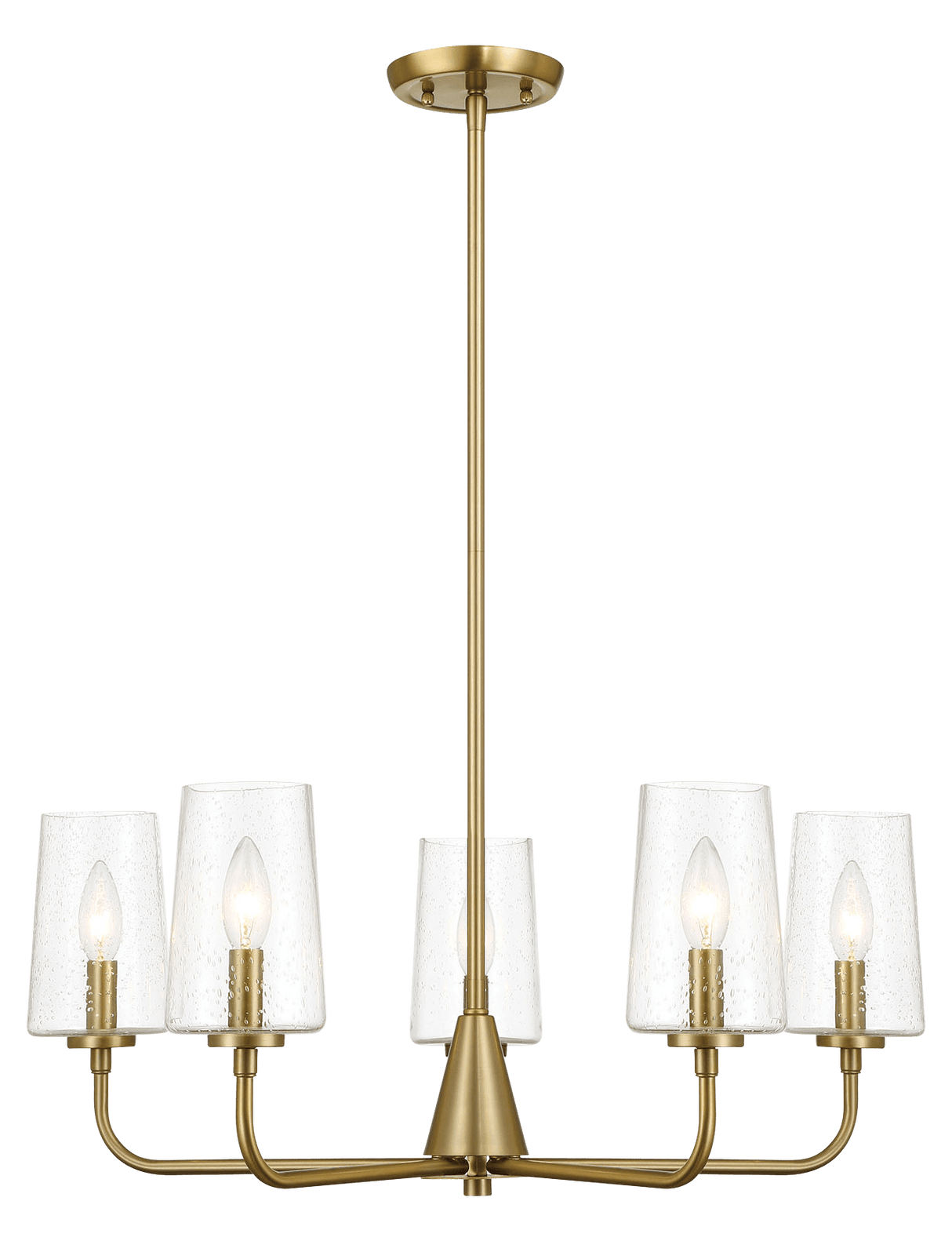 Dazzle Five Lights Chandelier With Clear Seeded Glass -Satin Brass by Ashcroft Imports at Eve Furniture