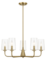 Dazzle Five Lights Chandelier With Clear Seeded Glass -Satin Brass by Ashcroft Imports at Eve Furniture