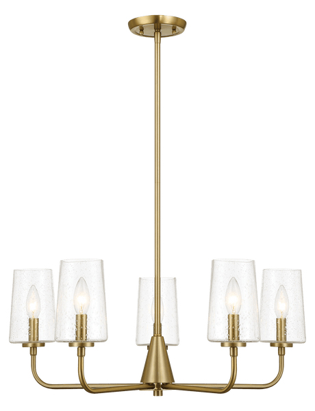 Dazzle Five Lights Chandelier With Clear Seeded Glass -Satin Brass by Ashcroft Imports at Eve Furniture