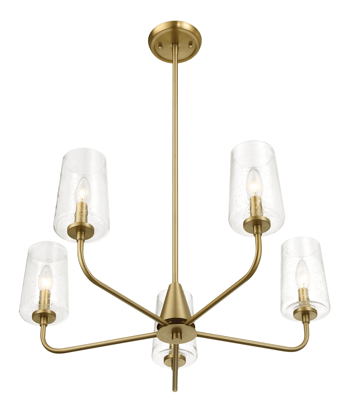 Dazzle Five Lights Chandelier With Clear Seeded Glass -Satin Brass by Ashcroft Imports at Eve Furniture