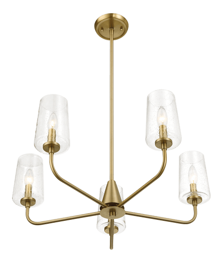 Dazzle Five Lights Chandelier With Clear Seeded Glass -Satin Brass by Ashcroft Imports at Eve Furniture