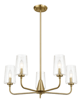 Dazzle Five Lights Chandelier With Clear Seeded Glass -Satin Brass by Ashcroft Imports at Eve Furniture