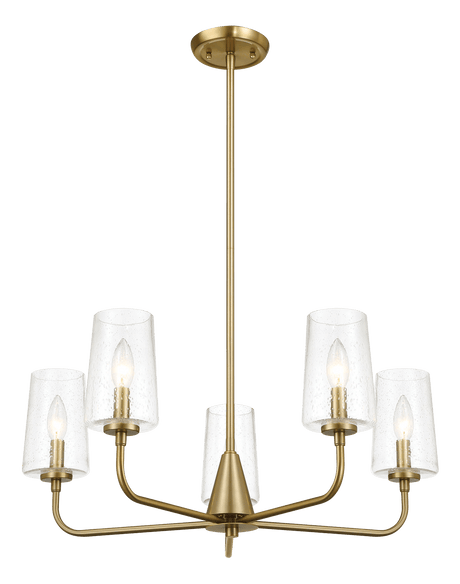 Dazzle Five Lights Chandelier With Clear Seeded Glass -Satin Brass by Ashcroft Imports at Eve Furniture