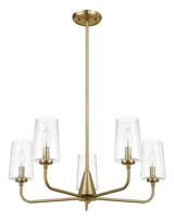 Dazzle Five Lights Chandelier With Clear Seeded Glass -Satin Brass by Ashcroft Imports at Eve Furniture