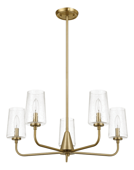 Dazzle Five Lights Chandelier With Clear Seeded Glass -Satin Brass by Ashcroft Imports at Eve Furniture