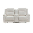 Dean Beige Double Reclining Loveseat with Center Console by Homelegance at Eve Furniture
