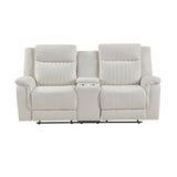 Dean Beige Double Reclining Loveseat with Center Console by Homelegance at Eve Furniture