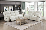 Dean Beige Double Reclining Loveseat with Center Console by Homelegance at Eve Furniture