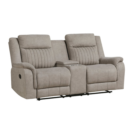 Dean Dove Double Reclining Loveseat with Center Console by Homelegance at Eve Furniture