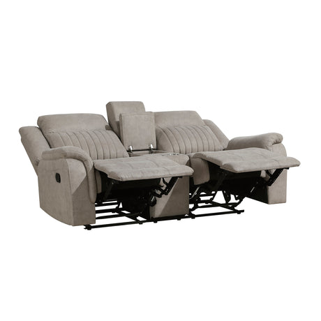 Dean Dove Double Reclining Loveseat with Center Console by Homelegance at Eve Furniture