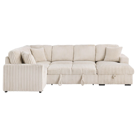 Devonshire Camel Sleeper Sectional Sofa Storage Chaise by Coaster at Eve Furniture