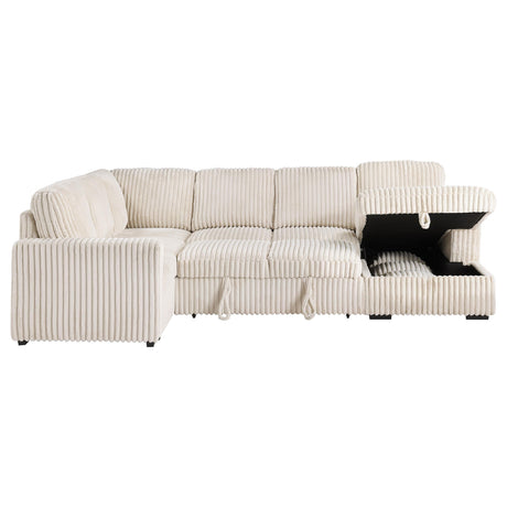 Devonshire Camel Sleeper Sectional Sofa Storage Chaise by Coaster at Eve Furniture