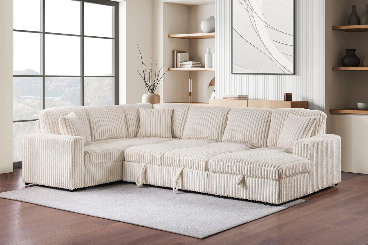 Devonshire Camel Sleeper Sectional Sofa Storage Chaise by Coaster at Eve Furniture