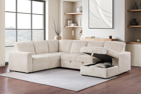 Devonshire Camel Sleeper Sectional Sofa Storage Chaise by Coaster at Eve Furniture