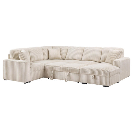 Devonshire Camel Sleeper Sectional Sofa Storage Chaise by Coaster at Eve Furniture