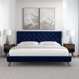 Dillon Blue Velvet Platform Bed (King Size) by Ashcroft Imports at Eve Furniture