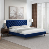 Dillon Blue Velvet Platform Bed (King Size) by Ashcroft Imports at Eve Furniture