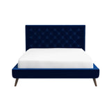 Dillon Blue Velvet Platform Bed (Queen Size) by Ashcroft Imports at Eve Furniture