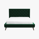 Dillon Dark Green Velvet Platform Bed (Queen Size) by Ashcroft Imports at Eve Furniture