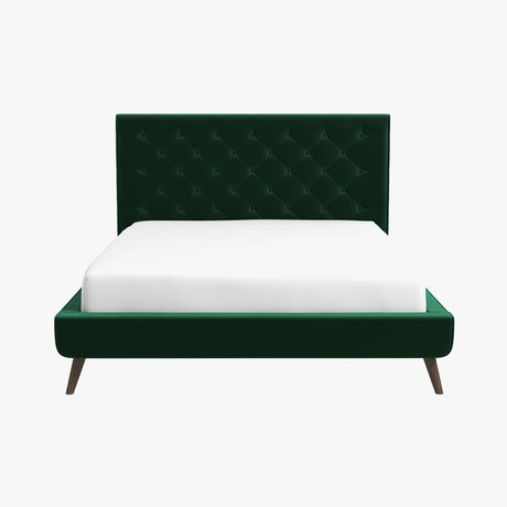 Dillon Dark Green Velvet Platform Bed (Queen Size) by Ashcroft Imports at Eve Furniture