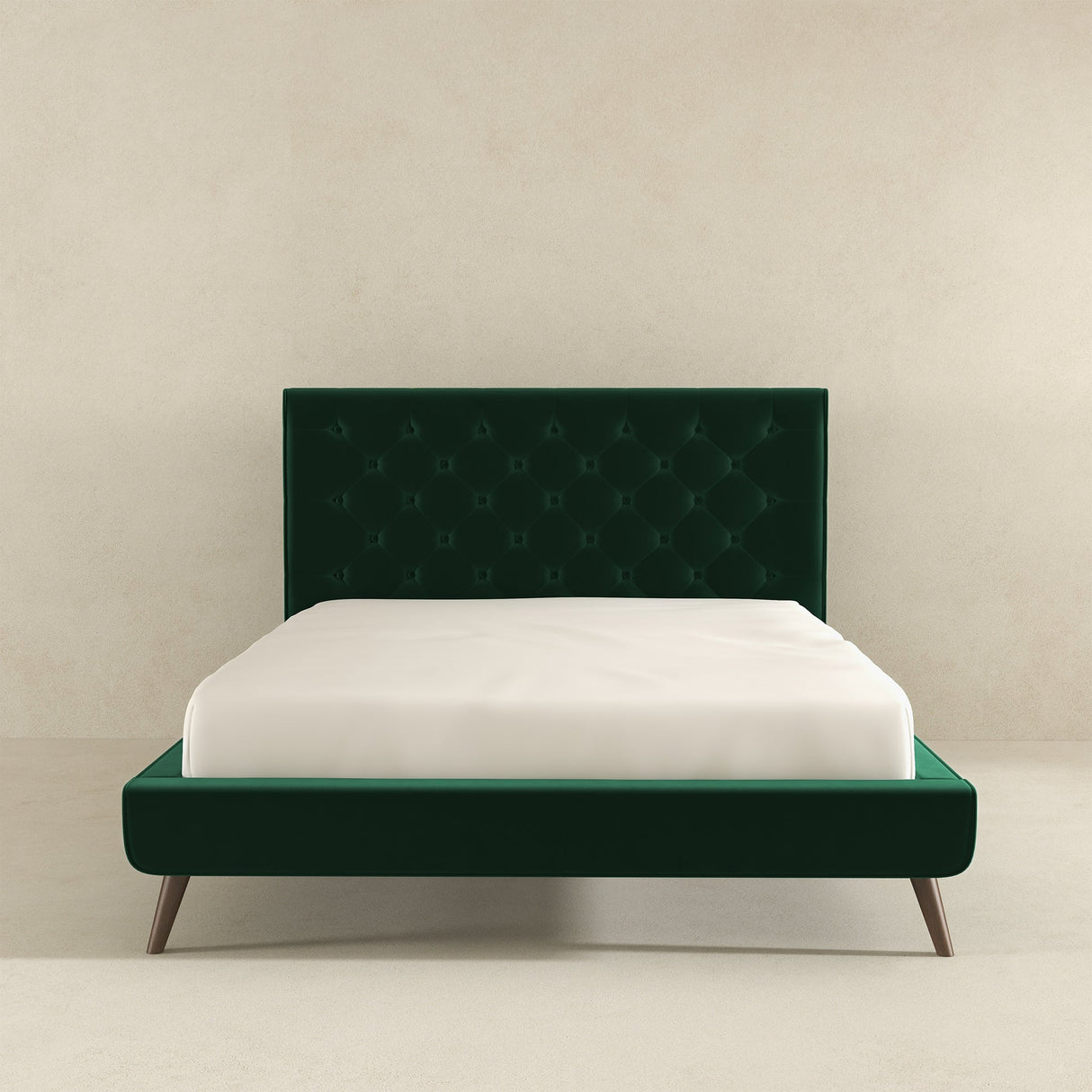 Dillon Dark Green Velvet Platform Bed (Queen Size) by Ashcroft Imports at Eve Furniture