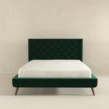 Dillon Dark Green Velvet Platform Bed (Queen Size) by Ashcroft Imports at Eve Furniture