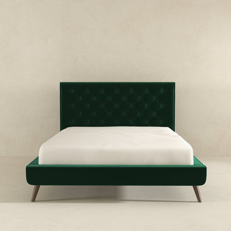 Dillon Dark Green Velvet Platform Bed (Queen Size) by Ashcroft Imports at Eve Furniture