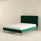 Dillon Dark Green Velvet Platform Bed (Queen Size) by Ashcroft Imports at Eve Furniture