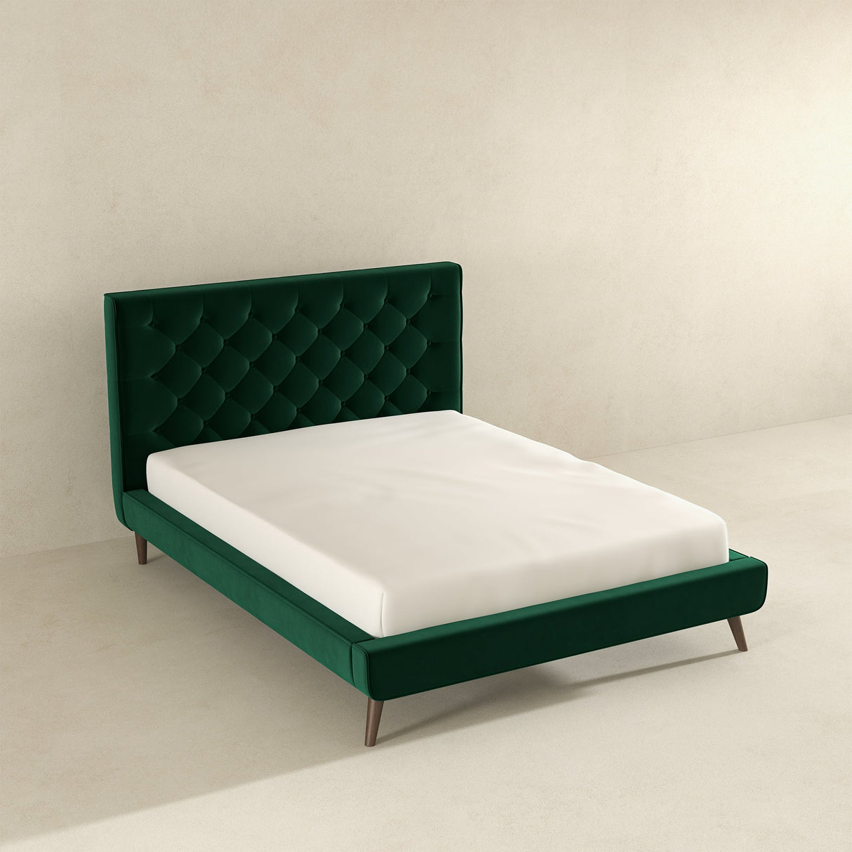 Dillon Dark Green Velvet Platform Bed (Queen Size) by Ashcroft Imports at Eve Furniture