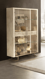 Luce Light Beige 2-Door Display Cabinet with Drawer