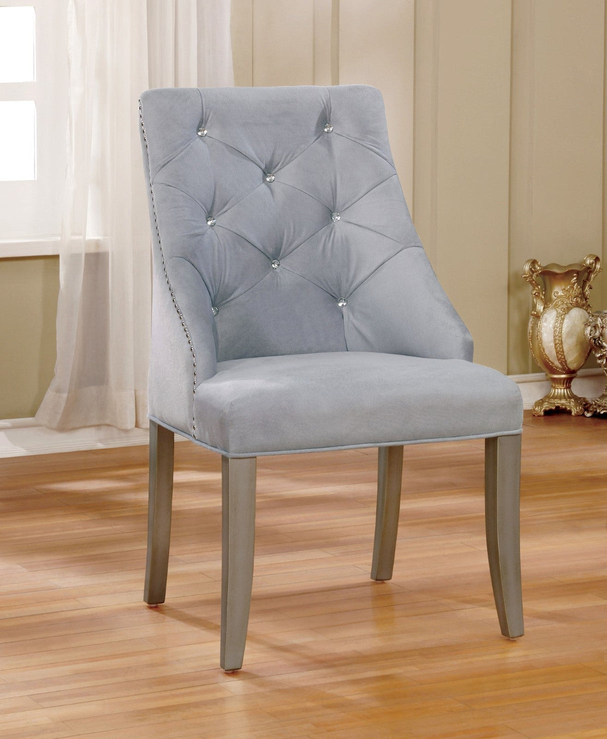 Diocles Silver/Gray Side Chair by Furniture of America at Eve Furniture