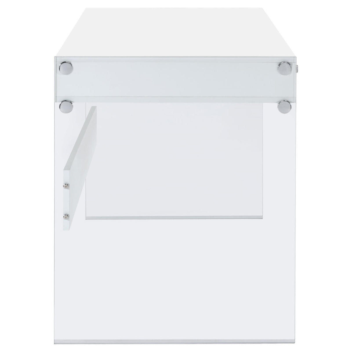Dobrev Glossy White/Clear 2-Drawer Writing Desk by Coaster at Eve Furniture