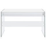 Dobrev Glossy White/Clear 2-Drawer Writing Desk by Coaster at Eve Furniture