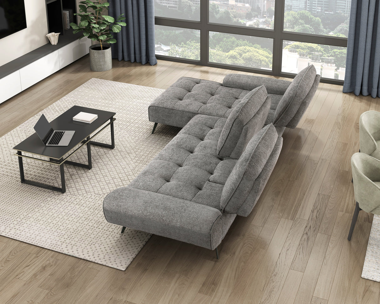 Dominic Dark Gray 2-Piece Sectional with Left Chaise and Dual-position Backs by Homelegance at Eve Furniture