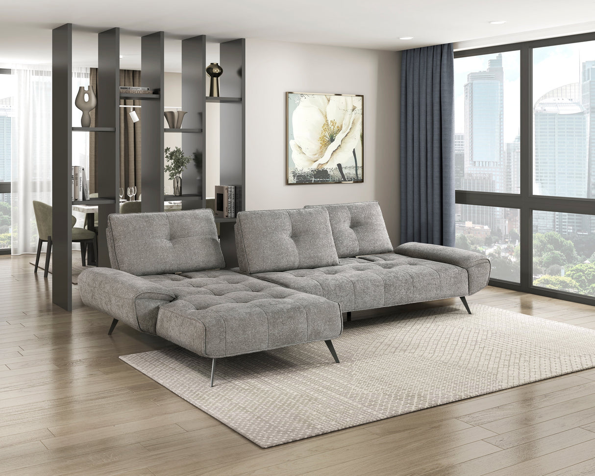 Dominic Dark Gray 2-Piece Sectional with Left Chaise and Dual-position Backs by Homelegance at Eve Furniture