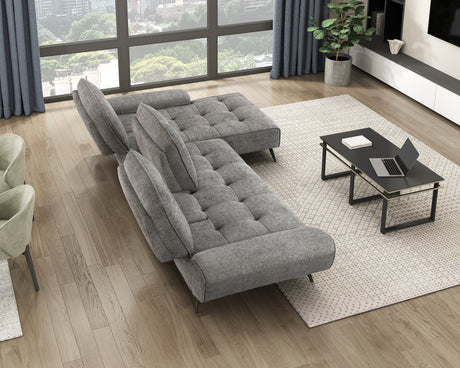 Dominic Dark Gray 2-Piece Sectional with Right Chaise and Dual-position Backs by Homelegance at Eve Furniture