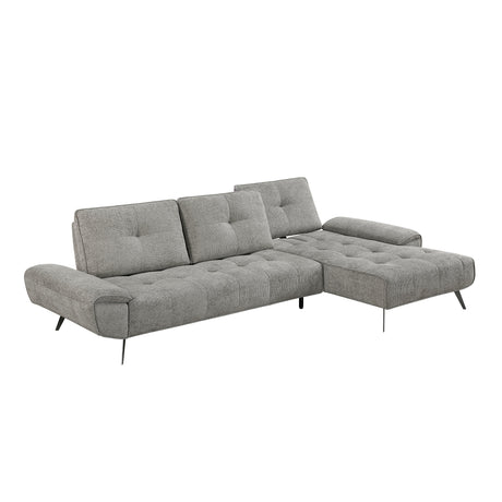 Dominic Dark Gray 2-Piece Sectional with Right Chaise and Dual-position Backs by Homelegance at Eve Furniture